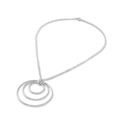 Sterling silver pendant necklace, 'Inner Circle' - Sterling silver pendant necklace