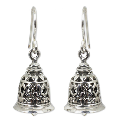 Sterling silver dangle earrings, 'Temple Bell' - Fair Trade Sterling Silver Dangle Earrings