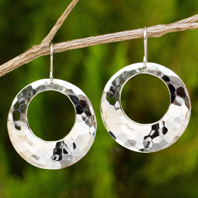 Sterling silver dangle earrings, 'Halo' - Sterling Silver Dangle Earrings