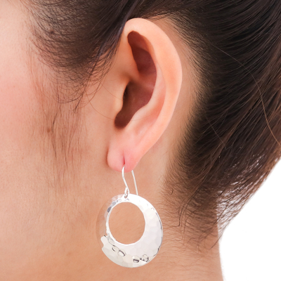 Sterling silver dangle earrings, 'Brilliant Halo' - Sterling Silver Dangle Earrings