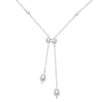 Pearl lariat necklace, 'Ethereal' - Unique Pearl Lariat Necklace