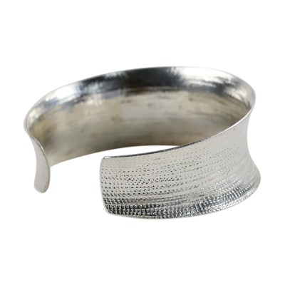 Sterling silver cuff bracelet, 'Hypnotic Thai' - Handcrafted Hill Tribe Sterling Silver Cuff Bracelet