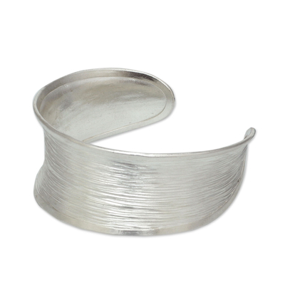 Sterling silver cuff bracelet, 'Luminous Thai' - Sterling Silver Cuff Bracelet