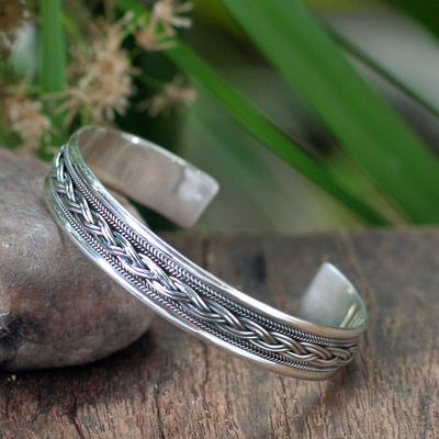 Sterling silver cuff bracelet, 'Movement' - Sterling Silver Cuff Bracelet from Thailand