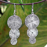 Sterling silver dangle earrings, 'Swing of Energy' - Artisan Crafted Hill Tribe Sterling Silver Dangle Earrings