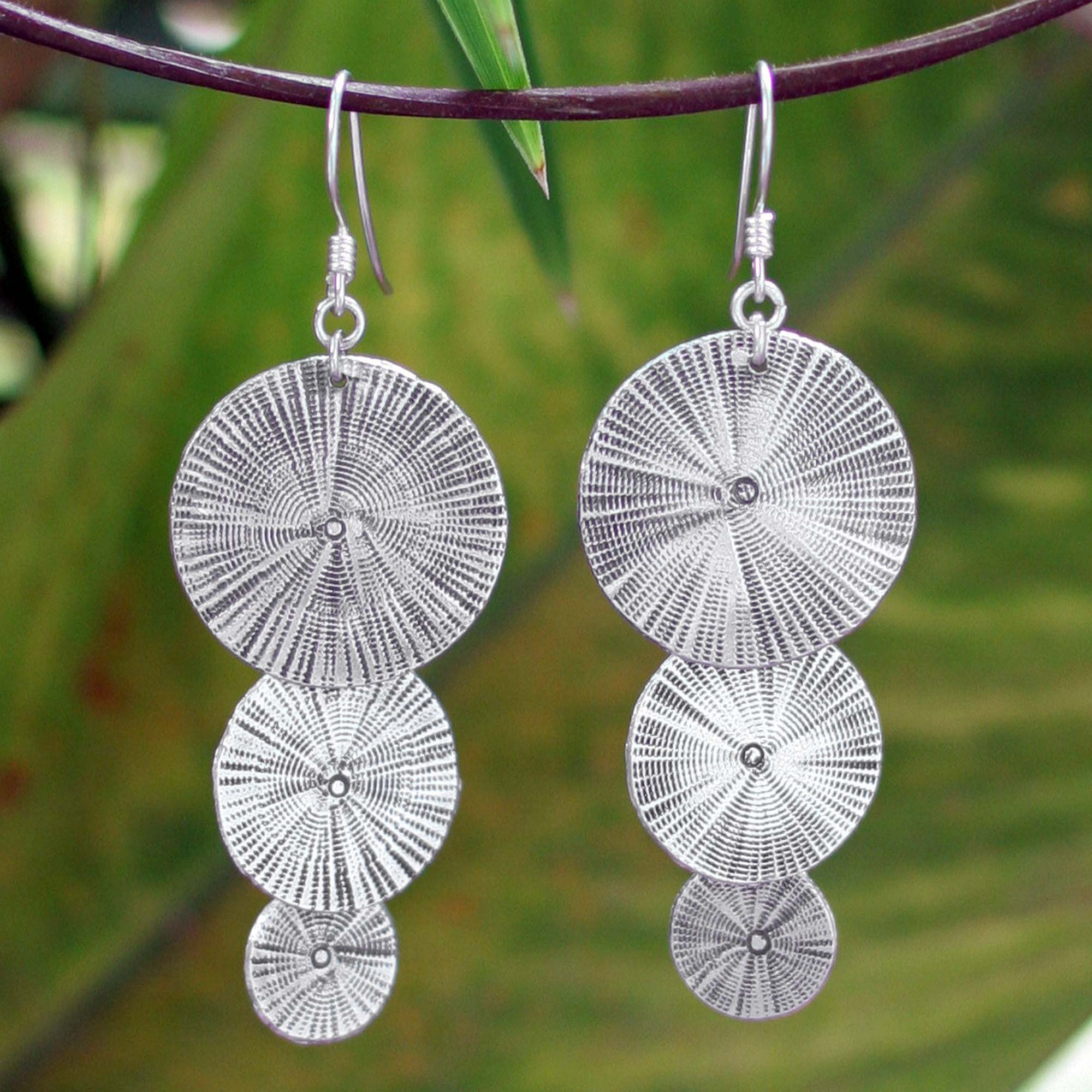 Artisan Crafted Hill Tribe Sterling Silver Dangle Earrings - Swing