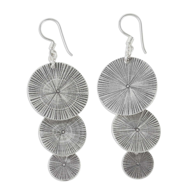 Sterling silver dangle earrings, 'Swing of Energy' - Artisan Crafted Hill Tribe Sterling Silver Dangle Earrings