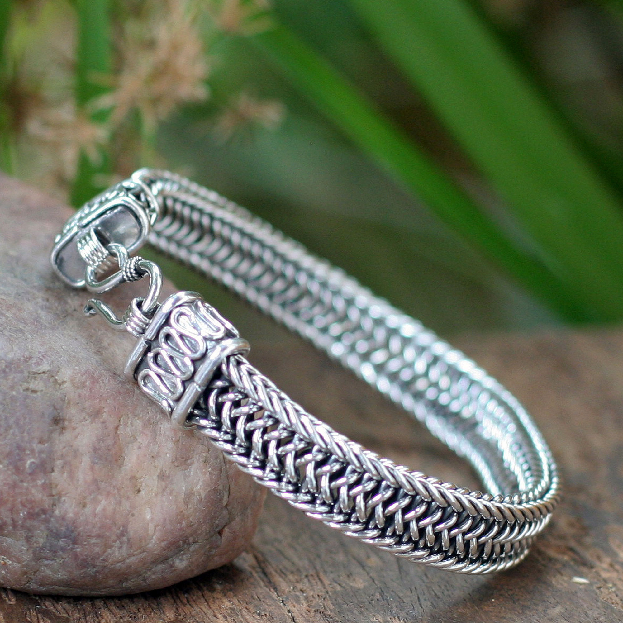 Men's Sterling Silver Chain Bracelet, 'Kingdom' Handcrafted jewelry