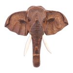 Teak wall sculpture, 'Elephant Guardian' - Thai Teak Wood Wall Sculpture