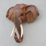 Teak wall sculpture, 'Elephant Guardian' - Thai Teak Wood Wall Sculpture