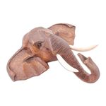 Teak wall sculpture, 'Elephant Guardian' - Thai Teak Wood Wall Sculpture