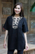 Cotton blouse, 'Black Jasmine' - Handcrafted Cotton Blouse (image 2) thumbail