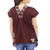 Cotton blouse, 'Mahogany Melody' - Handcrafted Short Sleeve Brown Tunic (image 2b) thumbail
