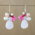 Pearl and rose quartz cluster earrings, 'Rose Aurora' - Rose Quartz and Pearl Dangle Earrings thumbail