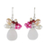 Pearl and rose quartz cluster earrings, 'Rose Aurora' - Rose Quartz and Pearl Dangle Earrings (image 2a) thumbail