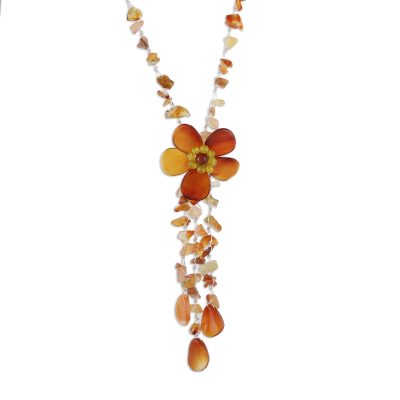 Hand Made Floral Agate Necklace