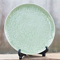 Celadon ceramic plate,