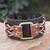 Men's leather wristband bracelet, 'Twin Braids' - Men's leather wristband bracelet thumbail