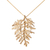Natural leaf gold-plated pendant necklace, 'Cypress Honor' - Natural leaf gold-plated pendant necklace (image 2d) thumbail
