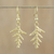 Natural leaf gold-plated dangle earrings, 'Cypress Honor' - Gold Plated Leaf Earrings thumbail