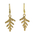 Natural leaf gold-plated dangle earrings, 'Cypress Honor' - Gold Plated Leaf Earrings (image 2a) thumbail
