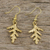 Natural leaf gold-plated dangle earrings, 'Cypress Honor' - Gold Plated Leaf Earrings (image 2b) thumbail