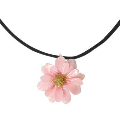 Natural flower necklace, 'World of Pink' - Hand Made Thai Natural Flower Necklace