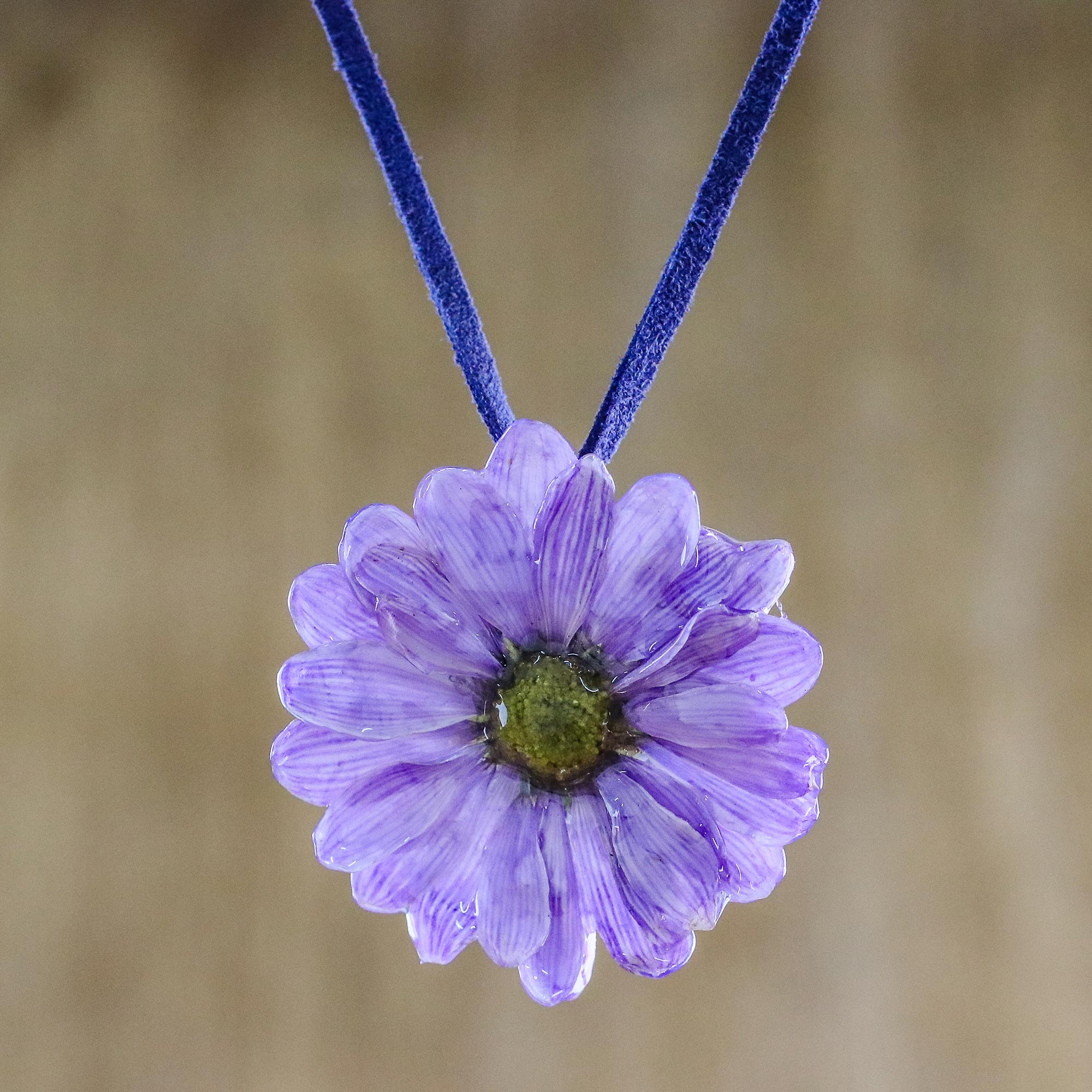 Real Flower Resin Necklace | Fashion Preserved Flower Pendant | Purple | Pink | White Flower Jewerly | New Job Gift, White daisy