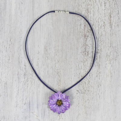 Natural flower necklace, 'World of Violet' - Natural flower necklace