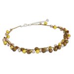 Pearl strand necklace, 'River of Gold' - Handmade Pearl Necklace