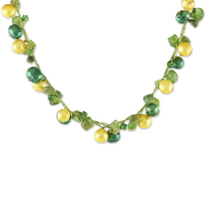 Handmade Cultured Pearl and Peridot Necklace - Tropical Elite | NOVICA