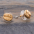 Gold plated natural coffee bean button earrings, 'Morning Sunshine' - Gold plated natural coffee bean button earrings (image 2b) thumbail