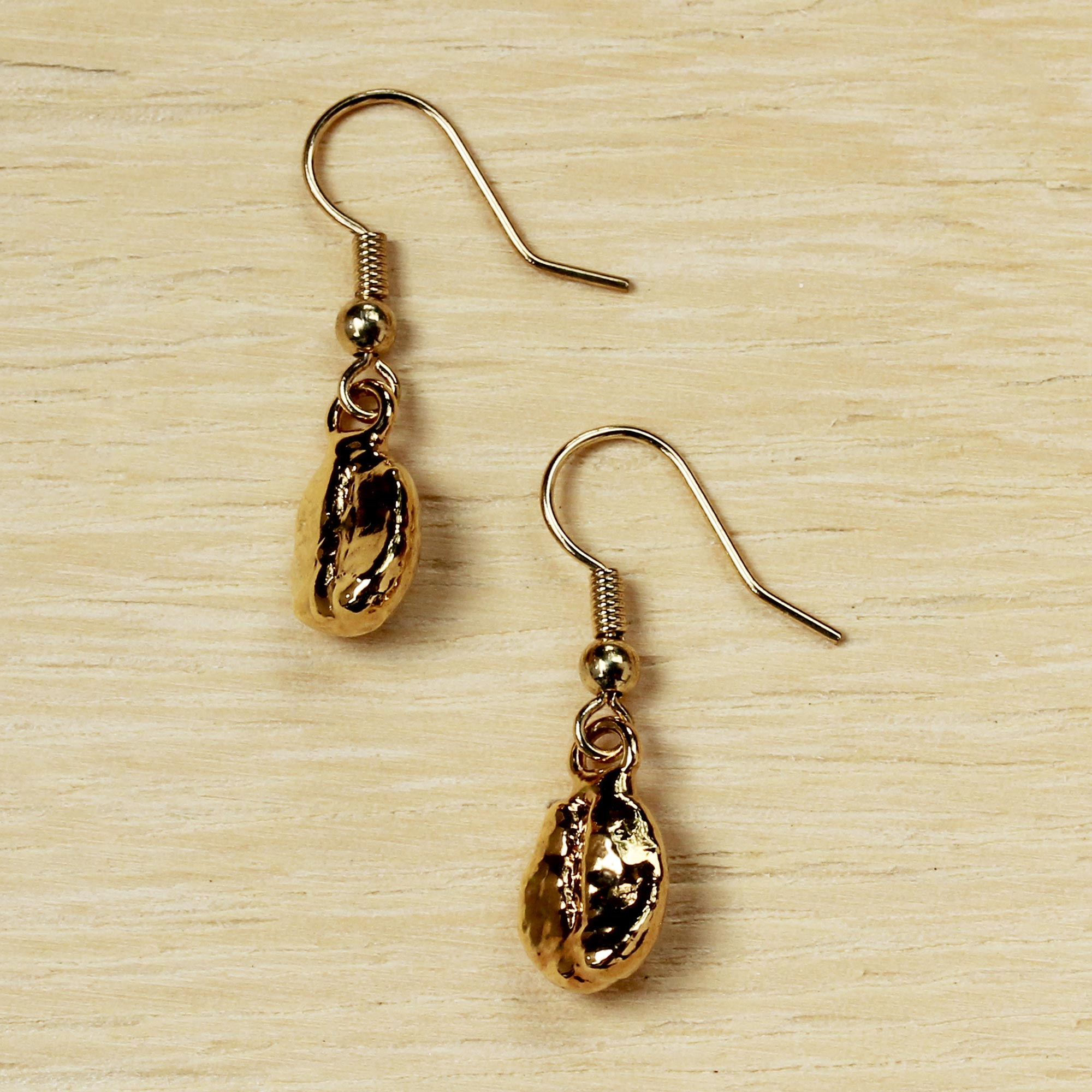 Unique Gold Plated Coffee Bean Dangle Earrings Coffee Chic Novica 7207
