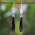 Onyx dangle earrings, 'Thai Dreams' - Silver Onyx Dangle Earrings (image 2) thumbail