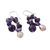 Pearl and amethyst cluster earrings, 'Glorious' - Pearl and amethyst cluster earrings