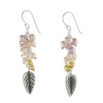 Pearl dangle earrings, 'Perfect Leaf' - Sterling Silver and Pearl Dangle Earrings