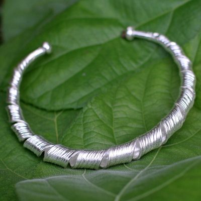 Sterling silver cuff bracelet, 'Ribbon Twist' - Unique Sterling Silver Cuff Bracelet