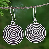 Sterling silver dangle earrings, 'Hypnotized'