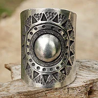 Anillo envolvente de plata de ley, 'Hill Tribe Sun' - Anillo envolvente de plata esterlina hecho a mano