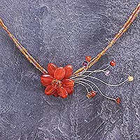 Quartz choker, 'Early Morning' - Hand Made Quartz Flower Necklace