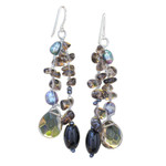 Cultured pearl waterfall earrings, 'Nocturnal Symphony' - Cultured Pearl and Sterling Silver Dangle Earrings