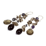 Cultured pearl waterfall earrings, 'Nocturnal Symphony' - Cultured Pearl and Sterling Silver Dangle Earrings