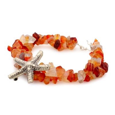 Chalcedony pendant bracelet, 'Starfish Glow' - Chalcedony pendant bracelet