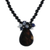 Black chalcedony and pearl pendant necklace, 'In Dreams' - Hand Crafted Beaded Chalcedony Necklace from Thailand (image 2a) thumbail