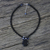 Schwarze Halskette mit Chalcedon- und Perlenanhänger - Handgefertigte Perlen-Chalcedon-Halskette aus Thailand