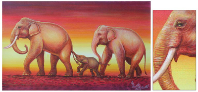 'We Will Go Together' - Thai Elephant Painting