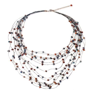 Pearl strand necklace, 'Honey Shadow' - Pearl Strand Necklace