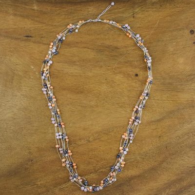 Pearl strand necklace, 'Sweet Crocus' - Thai Pearl Strand Necklace