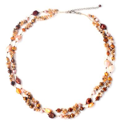 Pearl strand necklace, 'Delightful Brown' - Thai Artisan Crafted Pearl Necklace