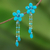 Floral earrings, 'Blossom Blessing' - Floral Turquoise Colored Earrings thumbail